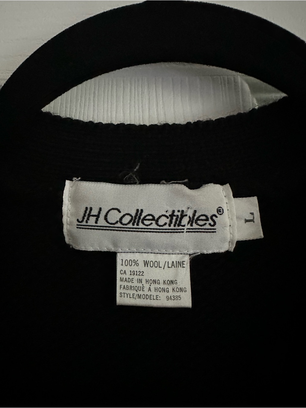 Size L JH Collectibles Vintage 100% Wool Floral Cardigan Sweater Black - Picture 6 of 6